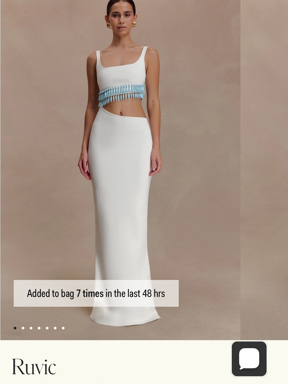Meshki Knit Maxi Beaded Dress - White - Picture 2 of 3